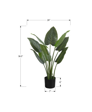 Monarch Specialties Artificial Plant, 37" Tall, Aureum Tree, Indoor, Faux, Fake, Floor, Greenery, Potted, Real Touch, Decorative, Green Leaves, Black Pot Green,Black, Black Plastic,Cement,Foam,Metal I 9509