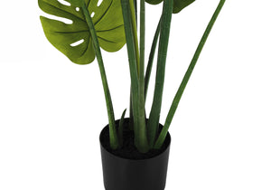 Monarch Specialties Artificial Plant, 45" Tall, Monstera Tree, Indoor, Faux, Fake, Floor, Greenery, Potted, Real Touch, Decorative, Green Leaves, Black Pot Green,Black, Black Plastic,Cement,Foam,Metal I 9510