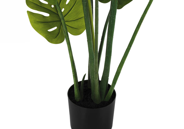 Monarch Specialties Artificial Plant, 45" Tall, Monstera Tree, Indoor, Faux, Fake, Floor, Greenery, Potted, Real Touch, Decorative, Green Leaves, Black Pot Green,Black, Black Plastic,Cement,Foam,Metal I 9510
