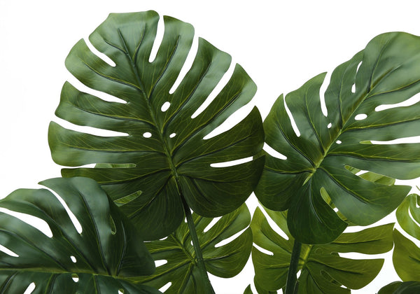 Monarch Specialties Artificial Plant, 45" Tall, Monstera Tree, Indoor, Faux, Fake, Floor, Greenery, Potted, Real Touch, Decorative, Green Leaves, Black Pot Green,Black, Black Plastic,Cement,Foam,Metal I 9510