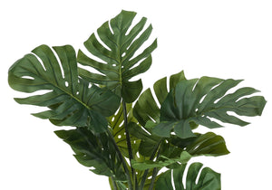 Monarch Specialties Artificial Plant, 45" Tall, Monstera Tree, Indoor, Faux, Fake, Floor, Greenery, Potted, Real Touch, Decorative, Green Leaves, Black Pot Green,Black, Black Plastic,Cement,Foam,Metal I 9510