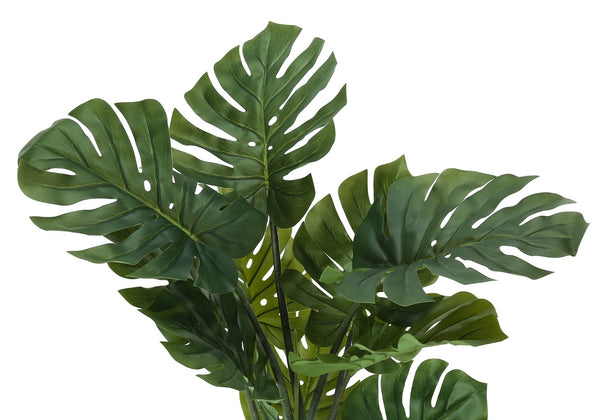 Monarch Specialties Artificial Plant, 45" Tall, Monstera Tree, Indoor, Faux, Fake, Floor, Greenery, Potted, Real Touch, Decorative, Green Leaves, Black Pot Green,Black, Black Plastic,Cement,Foam,Metal I 9510