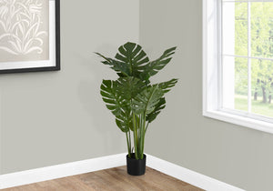Monarch Specialties Artificial Plant, 45" Tall, Monstera Tree, Indoor, Faux, Fake, Floor, Greenery, Potted, Real Touch, Decorative, Green Leaves, Black Pot Green,Black, Black Plastic,Cement,Foam,Metal I 9510