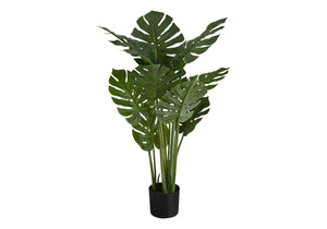 Monarch Specialties Artificial Plant, 45" Tall, Monstera Tree, Indoor, Faux, Fake, Floor, Greenery, Potted, Real Touch, Decorative, Green Leaves, Black Pot Green,Black, Black Plastic,Cement,Foam,Metal I 9510