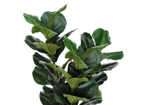 Monarch Specialties Artificial Plant, 32" Tall, Fiddle Tree, Indoor, Faux, Fake, Floor, Greenery, Potted, Real Touch, Decorative, Green Leaves, Black Pot Green,Black, Black Plastic,Cement,Foam,Metal I 9511
