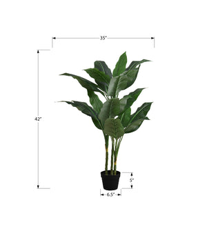 Monarch Specialties Artificial Plant, 42" Tall, Evergreen Tree, Indoor, Faux, Fake, Floor, Greenery, Potted, Decorative, Green Leaves, Black Pot Green,Black, Black Plastic,Cement,Foam,Metal I 9512