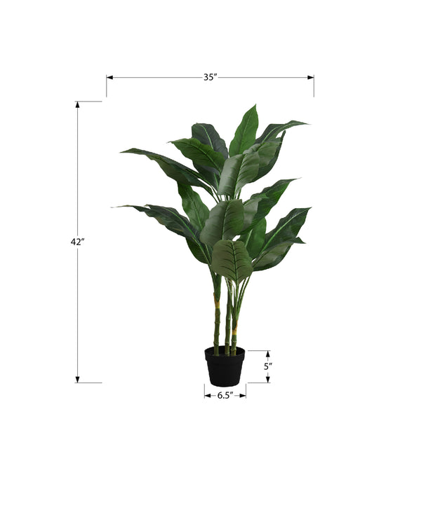 Monarch Specialties Artificial Plant, 42" Tall, Evergreen Tree, Indoor, Faux, Fake, Floor, Greenery, Potted, Decorative, Green Leaves, Black Pot Green,Black, Black Plastic,Cement,Foam,Metal I 9512
