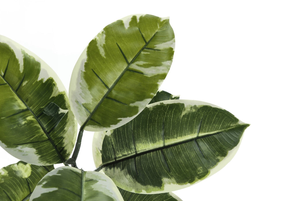 Monarch Specialties Artificial Plant, 52" Tall, Rubber Tree, Indoor, Faux, Fake, Floor, Greenery, Potted, Real Touch, Decorative, Green Leaves, Black Pot Green,Black, Black Plastic,Cement,Foam,Metal I 9513