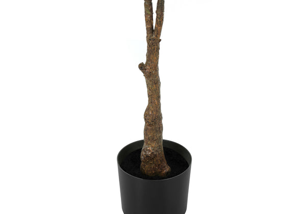 Monarch Specialties Artificial Plant, 52" Tall, Rubber Tree, Indoor, Faux, Fake, Floor, Greenery, Potted, Real Touch, Decorative, Green Leaves, Black Pot Green,Black,White, Black,White Plastic,Cement,Foam,Metal I 9514