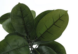 Monarch Specialties Artificial Plant, 52" Tall, Rubber Tree, Indoor, Faux, Fake, Floor, Greenery, Potted, Real Touch, Decorative, Green Leaves, Black Pot Green,Black,White, Black,White Plastic,Cement,Foam,Metal I 9514