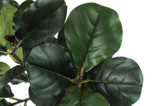 Monarch Specialties Artificial Plant, 47" Tall, Fiddle Tree, Indoor, Faux, Fake, Floor, Greenery, Potted, Real Touch, Decorative, Green Leaves, Black Pot Green,Black, Black Plastic,Cement,Foam,Metal I 9515