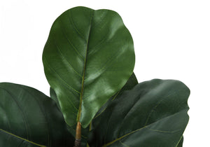 Monarch Specialties Artificial Plant, 49" Tall, Fiddle Tree, Indoor, Faux, Fake, Floor, Greenery, Potted, Real Touch, Decorative, Green Leaves, Black Pot Green,Black, Black Plastic,Cement,Foam,Metal I 9517