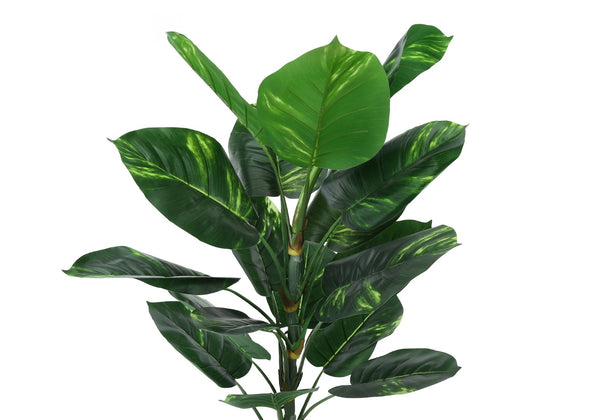 Monarch Specialties Artificial Plant, 54" Tall, Dieffenbachia Tree, Indoor, Faux, Fake, Floor, Greenery, Potted, Real Touch, Decorative, Green Leaves, Black Pot Green,Black, Black Plastic,Cement,Foam,Metal I 9519