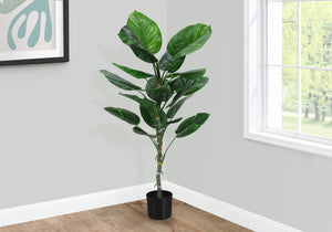 Monarch Specialties Artificial Plant, 54" Tall, Dieffenbachia Tree, Indoor, Faux, Fake, Floor, Greenery, Potted, Real Touch, Decorative, Green Leaves, Black Pot Green,Black, Black Plastic,Cement,Foam,Metal I 9519