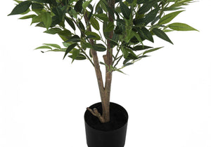 Monarch Specialties Artificial Plant, 47" Tall, Acacia Tree, Indoor, Faux, Fake, Floor, Greenery, Potted, Silk, Decorative, Green Leaves, Black Pot Green,Black, Black Plastic,Cement,Foam,Metal I 9520