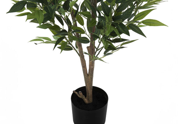 Monarch Specialties Artificial Plant, 47" Tall, Acacia Tree, Indoor, Faux, Fake, Floor, Greenery, Potted, Silk, Decorative, Green Leaves, Black Pot Green,Black, Black Plastic,Cement,Foam,Metal I 9520