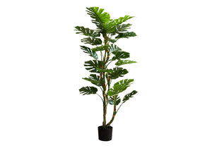 Monarch Specialties Artificial Plant, 61" Tall, Monstera Tree, Indoor, Potted, Floor, Real Touch, Green Leaves, Black Pot Green,Black, Black Plastic,Cement,Foam,Metal I 9522