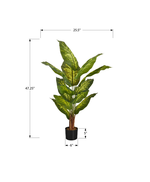 Monarch Specialties Artificial Plant, 47" Tall, Evergreen Tree, Indoor, Faux, Fake, Floor, Greenery, Potted, Real Touch, Decorative, Green Leaves, Black Pot Green,Black, Black Plastic,Cement,Metal,Polypropylene,Pvc I 9535