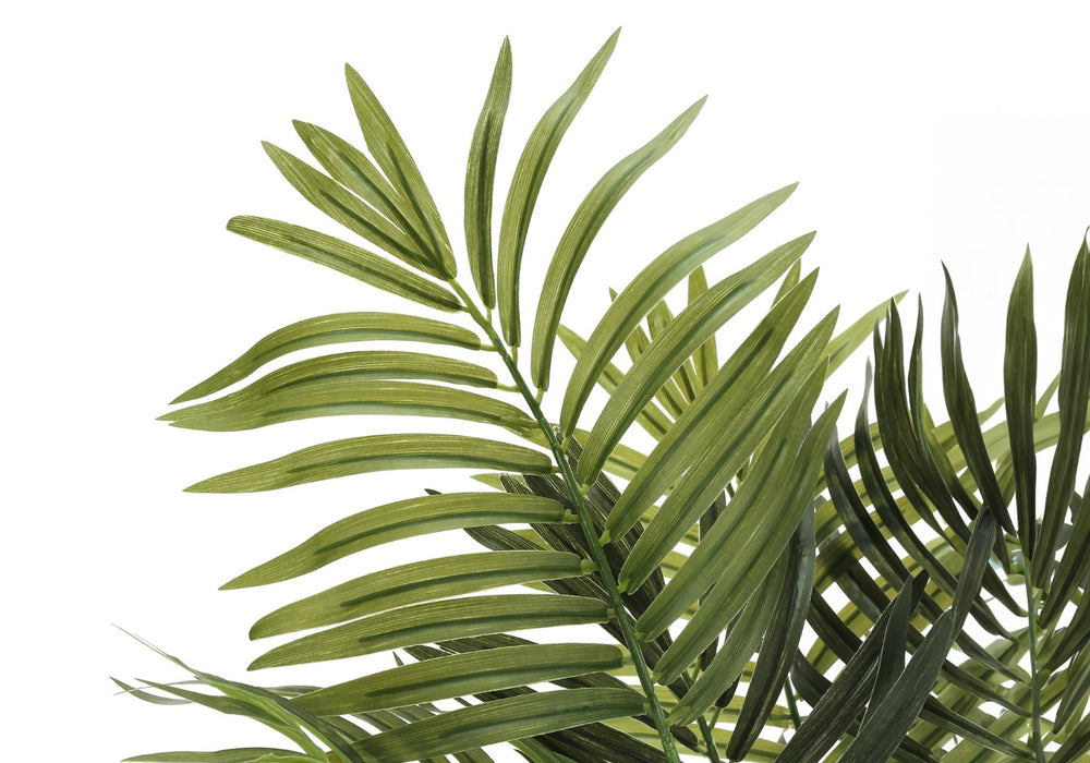 Monarch Specialties Artificial Plant, 47" Tall, Areca Palm Tree, Indoor, Faux, Fake, Floor, Greenery, Potted, Real Touch, Decorative, Green Leaves, Black Pot Green,Black, Black Plastic,Cement,Metal,Polypropylene,Pvc I 9538