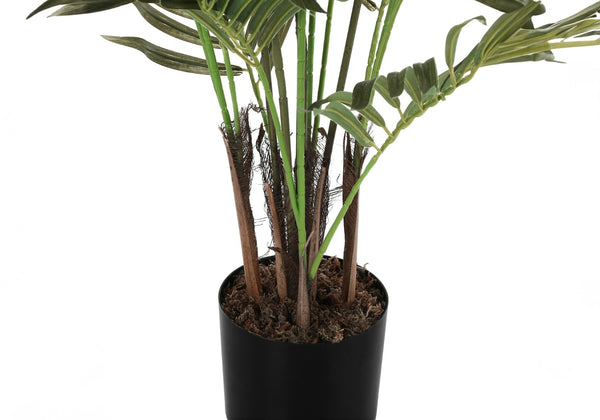 Monarch Specialties Artificial Plant, 47" Tall, Areca Palm Tree, Indoor, Faux, Fake, Floor, Greenery, Potted, Real Touch, Decorative, Green Leaves, Black Pot Green,Black, Black Plastic,Cement,Metal,Polypropylene,Pvc I 9538