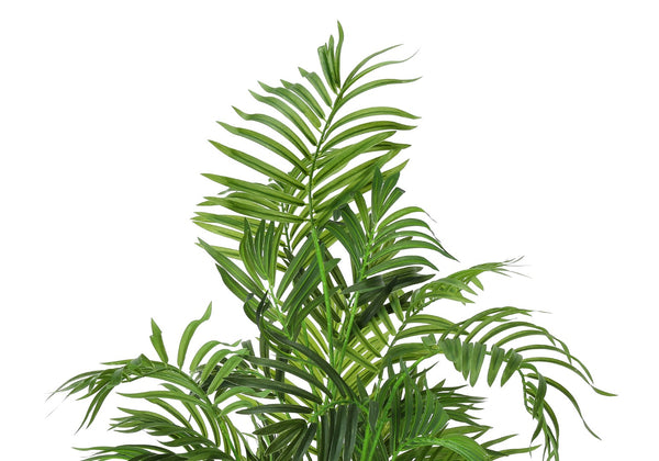 Monarch Specialties Artificial Plant, 47" Tall, Areca Palm Tree, Indoor, Faux, Fake, Floor, Greenery, Potted, Real Touch, Decorative, Green Leaves, Black Pot Green,Black, Black Plastic,Cement,Metal,Polypropylene,Pvc I 9538