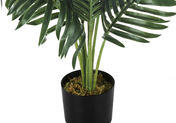 Monarch Specialties Artificial Plant, 34" Tall, Palm Tree, Indoor, Faux, Fake, Floor, Greenery, Potted, Real Touch, Decorative, Green Leaves, Black Pot Green,Black, Black Plastic,Cement,Metal,Polypropylene I 9539