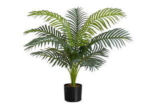 Monarch Specialties Artificial Plant, 34" Tall, Palm Tree, Indoor, Faux, Fake, Floor, Greenery, Potted, Real Touch, Decorative, Green Leaves, Black Pot Green,Black, Black Plastic,Cement,Metal,Polypropylene I 9539