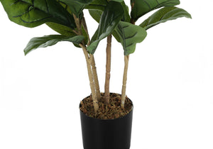 Monarch Specialties Artificial Plant, 41" Tall, Fiddle Tree, Indoor, Faux, Fake, Floor, Greenery, Potted, Real Touch, Decorative, Green Leaves, Black Pot Green,Black, Black Plastic,Cement,Metal,Polypropylene I 9540