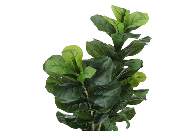 Monarch Specialties Artificial Plant, 41" Tall, Fiddle Tree, Indoor, Faux, Fake, Floor, Greenery, Potted, Real Touch, Decorative, Green Leaves, Black Pot Green,Black, Black Plastic,Cement,Metal,Polypropylene I 9540