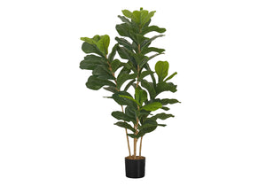 Monarch Specialties Artificial Plant, 41" Tall, Fiddle Tree, Indoor, Faux, Fake, Floor, Greenery, Potted, Real Touch, Decorative, Green Leaves, Black Pot Green,Black, Black Plastic,Cement,Metal,Polypropylene I 9540