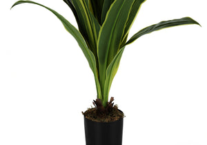 Monarch Specialties Artificial Plant, 47" Tall, Dracaena Tree, Indoor, Faux, Fake, Floor, Greenery, Potted, Real Touch, Decorative, Green Leaves, Black Pot Green,Black, Black Plastic,Cement,Metal,Polypropylene I 9542