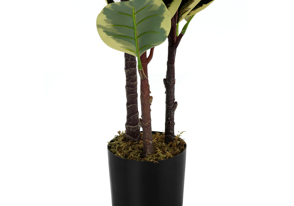 Monarch Specialties Artificial Plant, 47" Tall, Oak Tree, Indoor, Faux, Fake, Floor, Greenery, Potted, Real Touch, Decorative, Green Leaves, Black Pot Green,Black, Black Plastic,Cement,Metal,Polypropylene I 9544