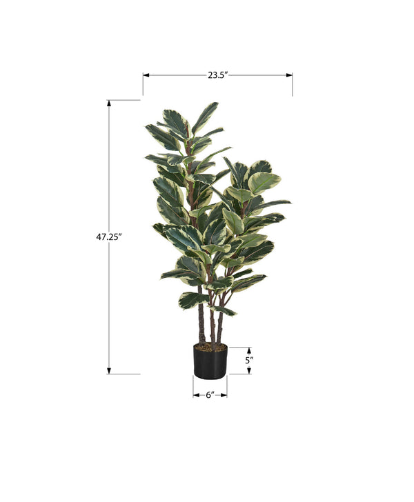Monarch Specialties Artificial Plant, 47" Tall, Oak Tree, Indoor, Faux, Fake, Floor, Greenery, Potted, Real Touch, Decorative, Green Leaves, Black Pot Green,Black, Black Plastic,Cement,Metal,Polypropylene I 9544