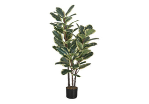 Monarch Specialties Artificial Plant, 47" Tall, Oak Tree, Indoor, Faux, Fake, Floor, Greenery, Potted, Real Touch, Decorative, Green Leaves, Black Pot Green,Black, Black Plastic,Cement,Metal,Polypropylene I 9544