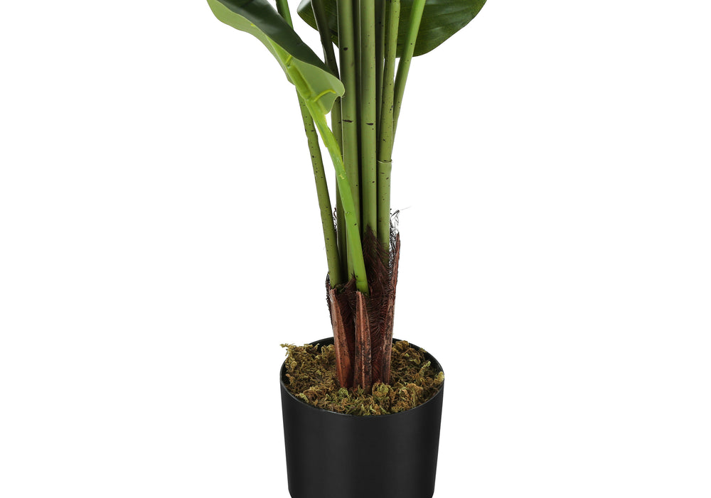 Monarch Specialties Artificial Plant, 59" Tall, Strelitzia Tree, Indoor, Faux, Fake, Floor, Greenery, Potted, Real Touch, Decorative, Green Leaves, Black Pot Green,Black, Black Plastic,Cement,Metal,Polypropylene,Pvc I 9545