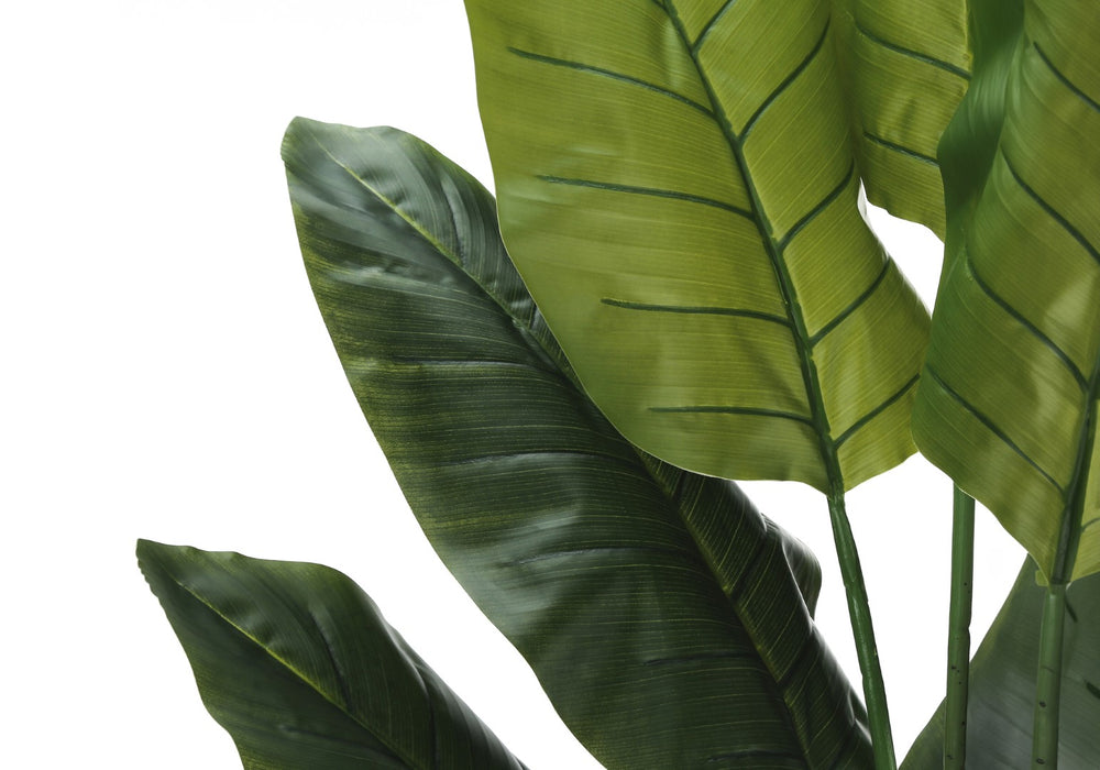 Monarch Specialties Artificial Plant, 59" Tall, Strelitzia Tree, Indoor, Faux, Fake, Floor, Greenery, Potted, Real Touch, Decorative, Green Leaves, Black Pot Green,Black, Black Plastic,Cement,Metal,Polypropylene,Pvc I 9545