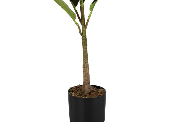 Monarch Specialties Artificial Plant, 40" Tall, Rubber Tree, Indoor, Faux, Fake, Floor, Greenery, Potted, Real Touch, Decorative, Green Leaves, Black Pot Green,Black, Black Plastic,Cement,Metal,Polypropylene I 9547