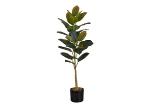 Monarch Specialties Artificial Plant, 40" Tall, Rubber Tree, Indoor, Faux, Fake, Floor, Greenery, Potted, Real Touch, Decorative, Green Leaves, Black Pot Green,Black, Black Plastic,Cement,Metal,Polypropylene I 9547