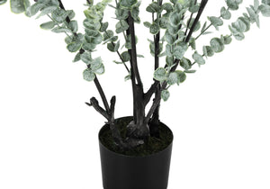 Monarch Specialties Artificial Plant, 44" Tall, Eucalyptus Tree, Indoor, Faux, Fake, Floor, Greenery, Potted, Real Touch, Decorative, Green Leaves, Black Pot Green,Black, Black Plastic,Cement,Foam,Metal,Polypropylene,Pvc I 9561