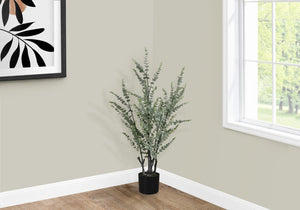 Monarch Specialties Artificial Plant, 44" Tall, Eucalyptus Tree, Indoor, Faux, Fake, Floor, Greenery, Potted, Real Touch, Decorative, Green Leaves, Black Pot Green,Black, Black Plastic,Cement,Foam,Metal,Polypropylene,Pvc I 9561