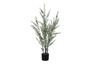 Monarch Specialties Artificial Plant, 44" Tall, Eucalyptus Tree, Indoor, Faux, Fake, Floor, Greenery, Potted, Real Touch, Decorative, Green Leaves, Black Pot Green,Black, Black Plastic,Cement,Foam,Metal,Polypropylene,Pvc I 9561