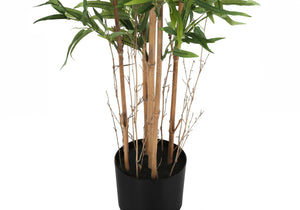 Monarch Specialties Artificial Plant, 50" Tall, Bamboo Tree, Indoor, Faux, Fake, Floor, Greenery, Potted, Decorative, Green Leaves, Black Pot Green,Black, Black Plastic,Cement,Foam,Polyester,Polypropylene I 9563