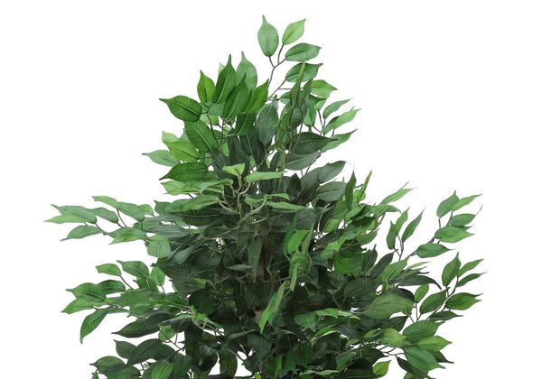 Monarch Specialties Artificial Plant, 58" Tall, Ficus Tree, Indoor, Faux, Fake, Floor, Greenery, Potted, Decorative, Green Leaves, Black Pot Green,Black, Black Plastic,Cement,Metal,Polyester,Polypropylene I 9564