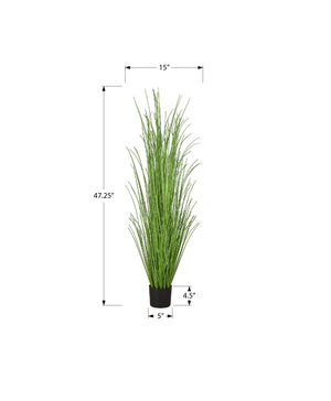 Monarch Specialties Artificial Plant, 47" Tall, Grass Tree, Indoor, Faux, Fake, Floor, Greenery, Potted, Real Touch, Decorative, Green Grass, Black Pot Green,Black, Black Pvc,Cement,Foam,Metal,Nylon,Polypropylene I 9565