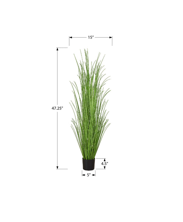 Monarch Specialties Artificial Plant, 47" Tall, Grass Tree, Indoor, Faux, Fake, Floor, Greenery, Potted, Real Touch, Decorative, Green Grass, Black Pot Green,Black, Black Pvc,Cement,Foam,Metal,Nylon,Polypropylene I 9565