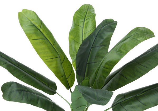 Monarch Specialties Artificial Plant, 43" Tall, Banana Tree, Indoor, Faux, Fake, Floor, Greenery, Potted, Real Touch, Decorative, Green Leaves, Black Pot Green,Black, Black Polyethylene,Cement,Metal,Polypropylene I 9567
