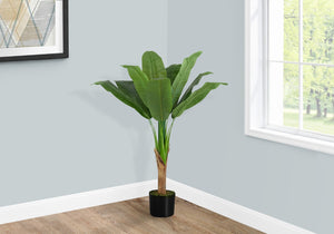 Monarch Specialties Artificial Plant, 43" Tall, Banana Tree, Indoor, Faux, Fake, Floor, Greenery, Potted, Real Touch, Decorative, Green Leaves, Black Pot Green,Black, Black Polyethylene,Cement,Metal,Polypropylene I 9567