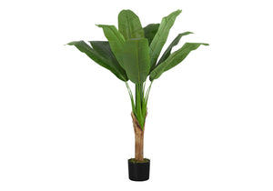 Monarch Specialties Artificial Plant, 43" Tall, Banana Tree, Indoor, Faux, Fake, Floor, Greenery, Potted, Real Touch, Decorative, Green Leaves, Black Pot Green,Black, Black Polyethylene,Cement,Metal,Polypropylene I 9567