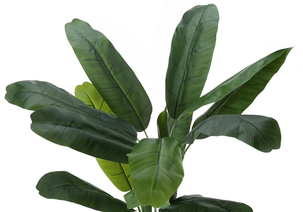 Monarch Specialties Artificial Plant, 55" Tall, Banana Tree, Indoor, Faux, Fake, Floor, Greenery, Potted, Real Touch, Decorative, Green Leaves, Black Pot Green,Black, Black Polyethylene,Cement,Metal,Polypropylene I 9568