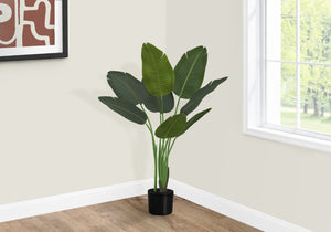 Monarch Specialties Artificial Plant, 44" Tall, Bird Of Paradise Tree, Indoor, Faux, Fake, Floor, Greenery, Potted, Decorative, Green Leaves, Black Pot Green,Black, Black Plastic,Cement,Foam,Metal,Polyester,Polypropylene I 9569